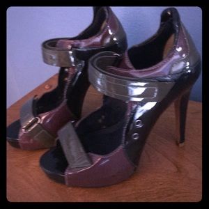 ALDO grey, navy, and purple heels